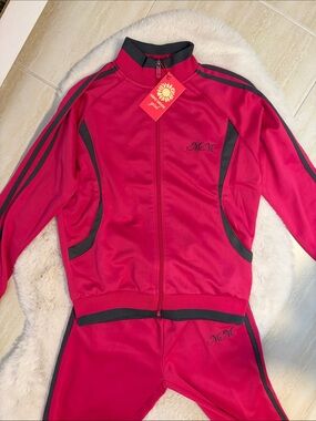 Girls’ Pink Tracksuit Trak Jacket/Pants Matching Set - Size 12